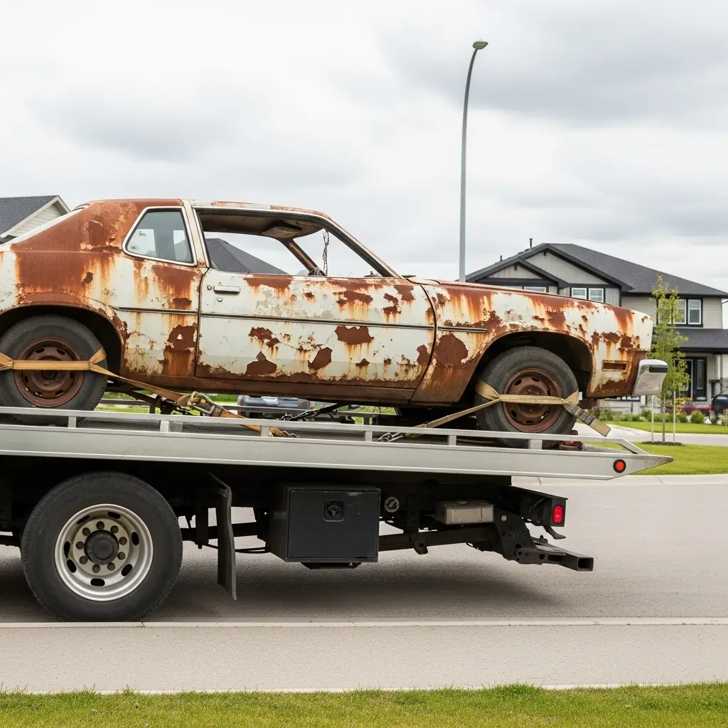 Junk vehicle ready for removal